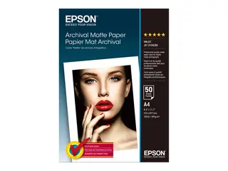 Epson Archival Matte Paper - Matt - A4 (210 x 297 mm) 189 g/m² - 50 ark papir - for SureColor SC-P700, P900, T2100, T3100, T3405, T5100, T5400, T5405; WorkForce Pro WF-C5790