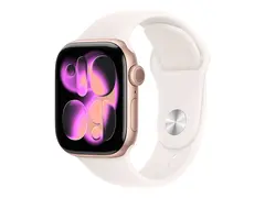 Apple Watch Series 11 (GPS + Cellular) 42 mm - rosegull aluminium - smartklokke med sportsb&#229;nd - fluorelastomer - lett rouge - b&#229;ndbredde: S/M - 64 GB - Bluetooth, LTE, Wi-Fi 4, UWB - 5G - 29.7 g
