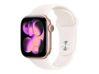 Apple Watch Series 11 (GPS + Cellular) 42 mm - rosegull aluminium - smartklokke med sportsb&#229;nd - fluorelastomer - lett rouge - b&#229;ndbredde: S/M - 64 GB - Bluetooth, LTE, Wi-Fi 4, UWB - 5G - 29.7 g