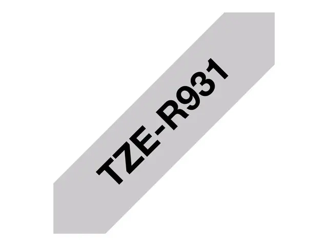 Brother TZe-R931 - Sateng sort på sølv Rull (1,2 cm x 4 m) 1 kasse...