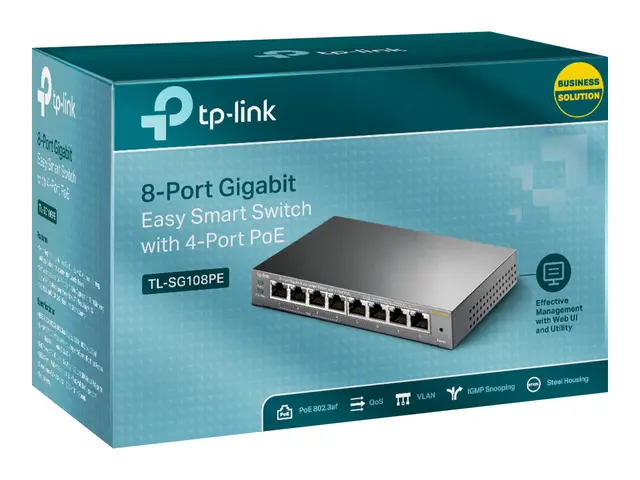 TP-Link Easy Smart TL-SG108PE - Switch smart 4 x 10/100/1000 (4 Po...