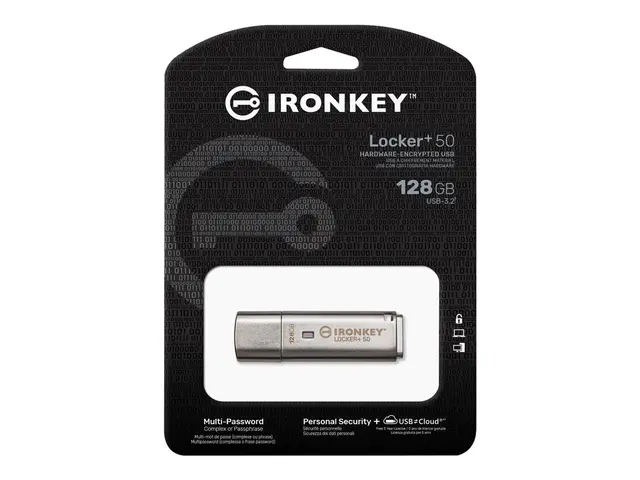 Kingston IronKey Locker+ 50 - USB-flashstasjon kryptert 128 GB USB...