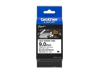Brother HSe-221E - Svart på hvitt - Rull (0,9 cm x 1,5 m) 1 kassett(er) hengeboks varmekrympetape - for P-Touch PT-D800W, PT-E550WVP