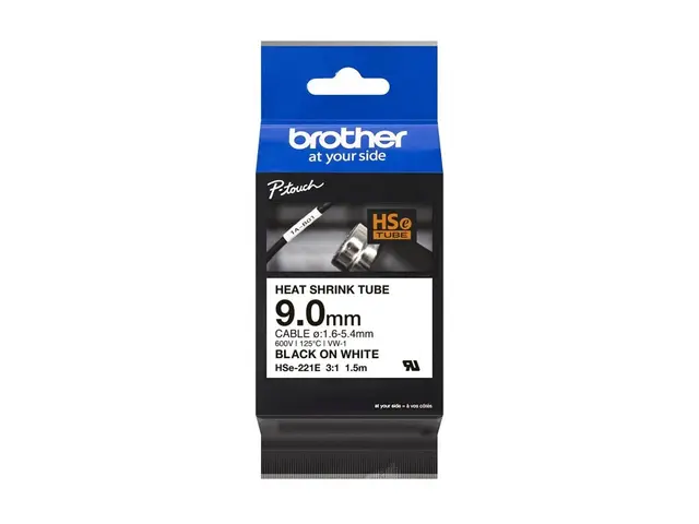 Brother HSe-221E - Svart på hvitt Rull (0,9 cm x 1,5 m) 1 kassett(...
