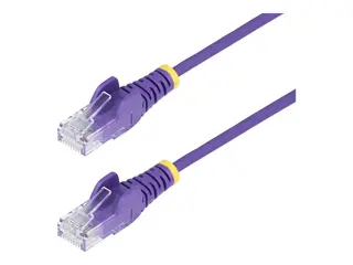 Startech - Koblingskabel - RJ-45 (hann) til RJ-45 (hann) 25 cm - 3.6 mm - UTP - CAT 5/5e/6 - IEEE 802.3bt - halogenfri, uten hindringer, rett - purpur