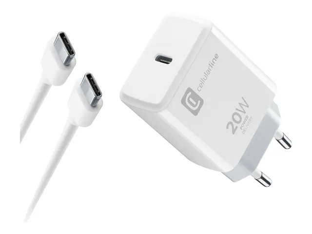 Cellularline - Strømadapter 20 watt 3 A PD (24 pin USB-C) på kabel...