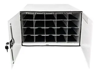 LEBA NoteBox Phones 20 - Lagringsboks for 20 mobiltelefoner - n&#248;kkell&#229;s, USB-C, 20 watt per port - l&#229;sbar - st&#229;l - hvit - skjermst&#248;rrelse: inntil 7&quot; - veggmonterbar