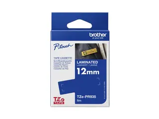 Brother TZe-PR935 - Hvitt trykk på premium glanssølv Rull (1,2 cm x 8 m) 1 kassett(er) laminert teip - for P-Touch Cube Pro PT-P910BT