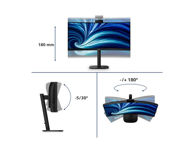 Philips 34B2U3600CH - 3000 Series LED-skjerm kurvet 34" 3440 x 144...