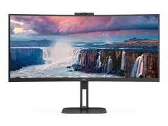 AOC Value-line CU34V5CW/BK - V5 series LED-skjerm - kurvet - 34&quot; - 3440 x 1440 WQHD @ 100 Hz - VA - 300 cd/m&#178; - 3000:1 - 4 ms - HDMI, DisplayPort, USB-C - h&#248;yttalere - svart