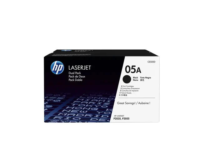 HP 05A - 2-pack svart original LaserJet tonerpatron (CE505D) for P...