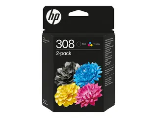 HP 308 - 2-pack - svart, cyan, magenta, gul original - blister - blekkpatron - for ENVY 6110e, 6120e, 6130e, 6520e, 6530e