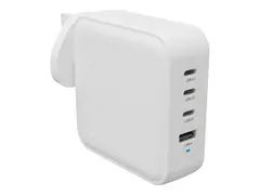 Targus HyperJuice - Strømadapter GaN - 100 Wh - QC 3.0, Power Delivery 3.0 + PPS - 4 utgangskontakter (USB, 3 x USB-C) - hvit