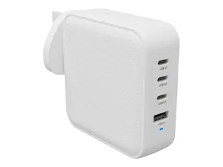 Targus HyperJuice - Strømadapter - GaN - 100 Wh QC 3.0, Power Delivery 3.0 + PPS - 4 utgangskontakter (USB, 3 x USB-C) - hvit