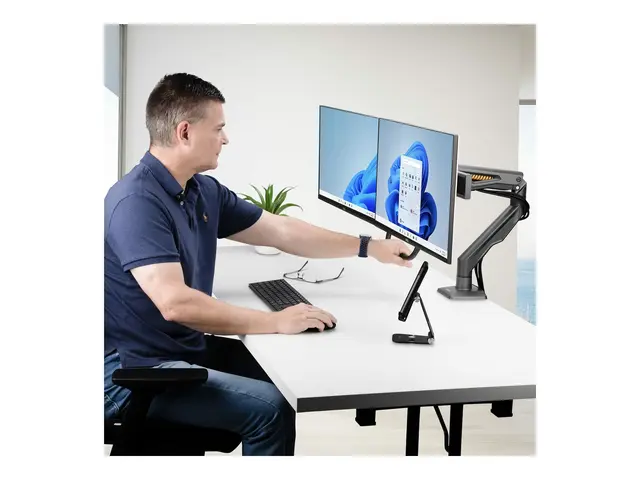 Startech Desk Mount Dual Monitor Arm w/ Crossbar, Up To 27" Displa...