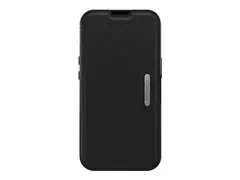 OtterBox Strada - Lommebok for mobiltelefon l&#230;r - skyggesvart - for Apple iPhone 13