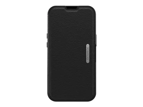 OtterBox Strada - Lommebok for mobiltelefon l&#230;r - skyggesvart - for Apple iPhone 13