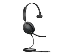 Jabra Evolve2 40 SE UC Mono - Hodesett on-ear - kablet - USB-C, USB-A - lydisolerende - Optimert for UC