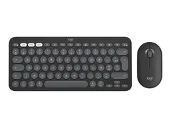 Logitech Pebble 2 Combo for Mac - Tastatur- og mussett trådløs - Bluetooth LE - QWERTY - US International - tonal grafitt