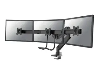 Neomounts NM-D775DX3 - Monteringssett - full bevegelse for 3 LCD-skjermer - svart - skjermstørrelse: 17"-27" - klemmemonterbar, malje, skrivebordsmonterbar