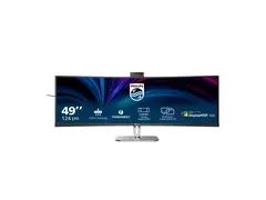 Philips 49B2U6903CH - 6000 Series - LED-skjerm kurvet - 49" (48.8" synlig) - 5120 x 1440 SuperWide @ 100 Hz - VA - 500 cd/m² - 3000:1 - DisplayHDR 400 - 4 ms - Thunderbolt 4, 2xHDMI, DisplayPort - høyttalere - sølv