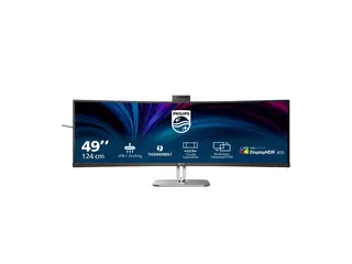 Philips 49B2U6903CH - 6000 Series - LED-skjerm kurvet - 49" (48.8" synlig) - 5120 x 1440 SuperWide @ 100 Hz - VA - 500 cd/m² - 3000:1 - DisplayHDR 400 - 4 ms - Thunderbolt 4, 2xHDMI, DisplayPort - høyttalere - sølv