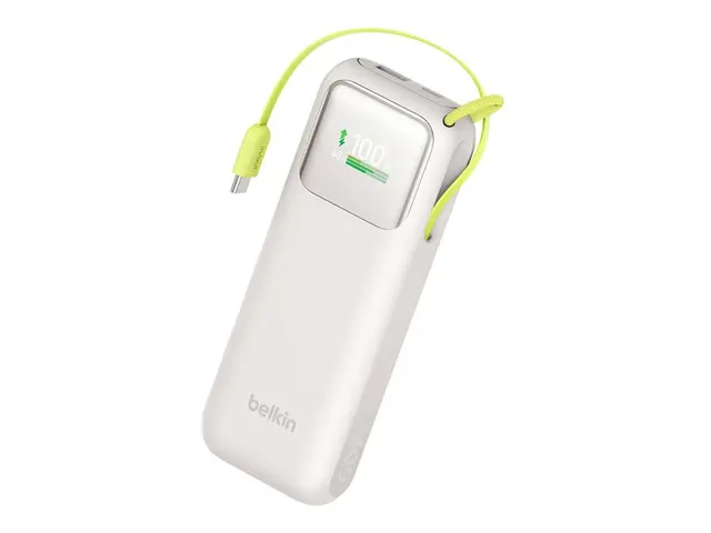 Belkin UltraCharge - Strømbank - med uttrekkbar kabel - 11000 mAh ...