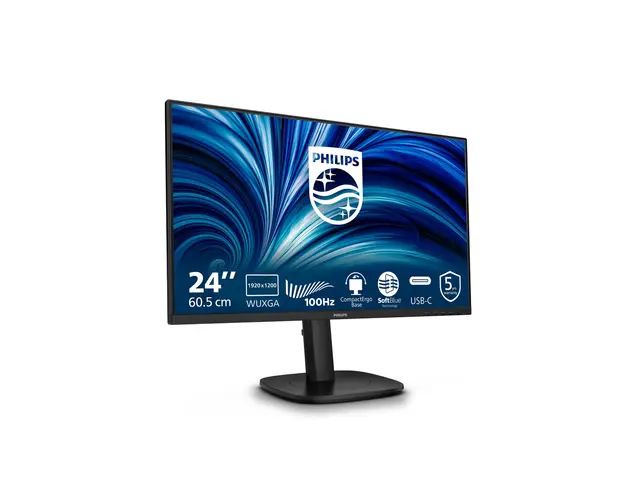 Philips 24B2N3200D - 3000 Series - LED-skjerm 24" - 1920 x 1200 WUXGA @ 100 Hz - IPS - 300 cd/m² - 1500:1 - 4 ms - HDMI, VGA, DisplayPort - høyttalere - svart 