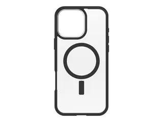 OtterBox React Series - Baksidedeksel for mobiltelefon MagSafe-samsvar - svart krystall (klar/svart) - for Apple iPhone 16 Pro Max