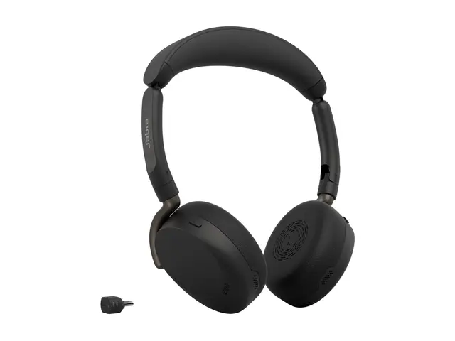 Jabra Evolve3 65 Flex UC - Hodesett - on-ear Bluetooth - trådløs, kablet - aktiv støydemping - USB-C via Bluetooth-adapter, USB-C - svart - Optimert for UC, Zoom Certified, Works With Google Meet, MFi Certified 