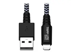 Eaton Tripp Lite Series Heavy-Duty USB-A to Lightning Sync/Charge Cable, MFi Certified M/M, USB 2.0, 6 ft. (1.83 m) - Lightning-kabel - USB hann til Lightning hann - 1.8 m - hvit, svart