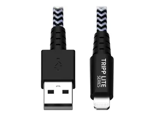 Eaton Tripp Lite Series Heavy-Duty USB-A to Lightning Sync/Charge Cable, MFi Certified M/M, USB 2.0, 6 ft. (1.83 m) - Lightning-kabel - USB hann til Lightning hann - 1.8 m - hvit, svart