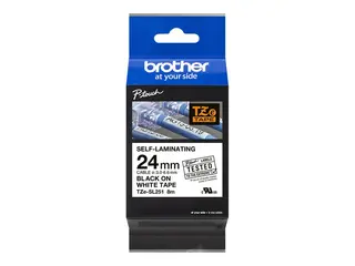 Brother TZe-SL251 - Selv-adhesiv - svart på hvitt Rull (2,4 cm x 8 m) 1 kassett(er) laminert teip - for P-Touch PT-D800W, PT-E550WSP, PT-E550WVP