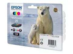 Epson 26 Multipack - 4-pack - svart, gul, cyan, magenta original - blære med RF/lyd-alarm - blekkpatron - for Expression Premium XP-510, 520, 600, 605, 620, 625, 700, 720, 800, 820