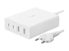 Belkin BoostCharge GaN - Strømadapter - 108 watt 4 utgangskontakter (2 x USB, 2 x USB-C) - hvit