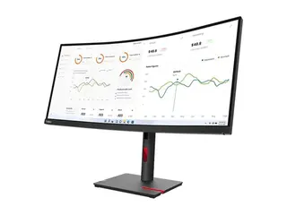 Lenovo ThinkVision T34w-30 - LED-skjerm kurvet - 34&quot; - 3440 x 1440 UWQHD - VA - 350 cd/m&#178; - 3000:1 - 4 ms - HDMI, DisplayPort, USB-C - ravnsort