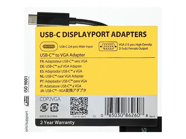 StarTech.com USB-C to VGA Adapter - Black 1080p Video Converter Fo...