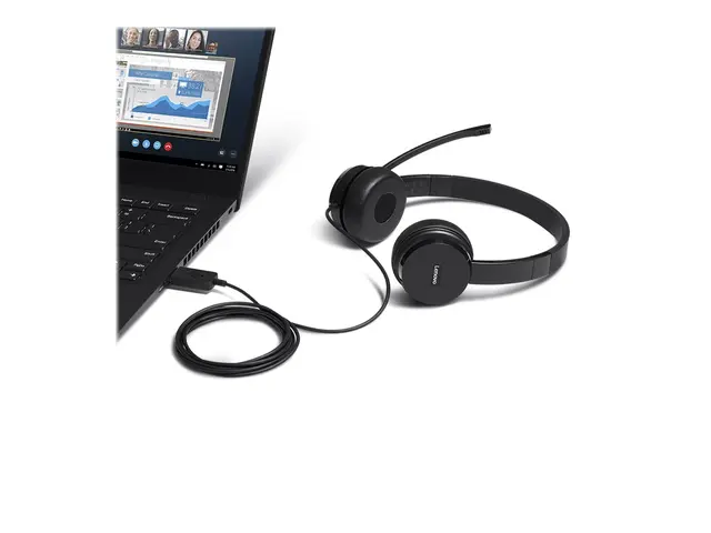 Lenovo 100 - Hodesett on-ear kablet USB-A svart