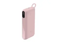 Belkin BoostCharge - Strømbank - med skjerm 20000 mAh - 20 watt - PD - 3 utgangskontakter (2 x USB-C, USB) - på kabel: USB-C - rosa