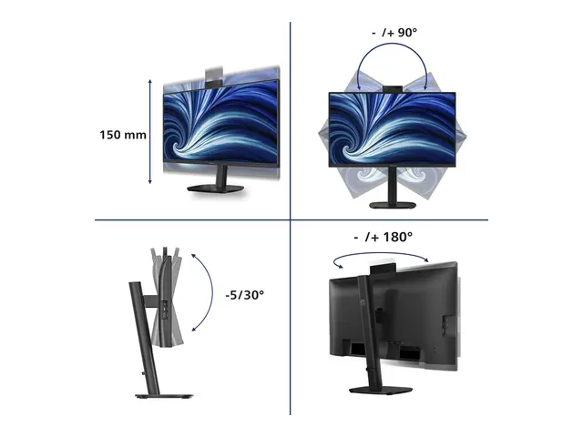 Philips 24B2U3301H - LED-skjerm 1920 x 1080 Full HD (1080p) @ 120 Hz - IPS - 1500:1 - HDMI, DisplayPort, USB-C - høyttalere - svart 