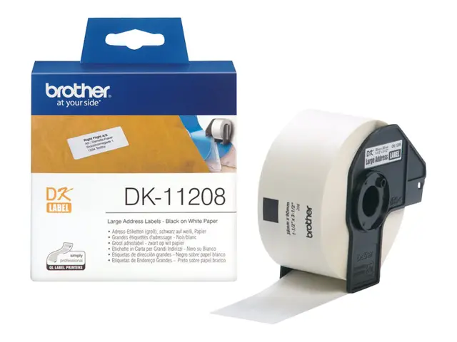 Brother DK-11208 - Svart på hvitt 400 adresselapper for QL-1050, 1...