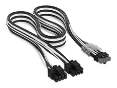 CORSAIR Elite Premium Type 4 - Strømkabel 8-pins PCIe-strøm (hann) til 16-stifts PCI-strøm (hann) - 65 cm - individually sleeved - svart-hvit