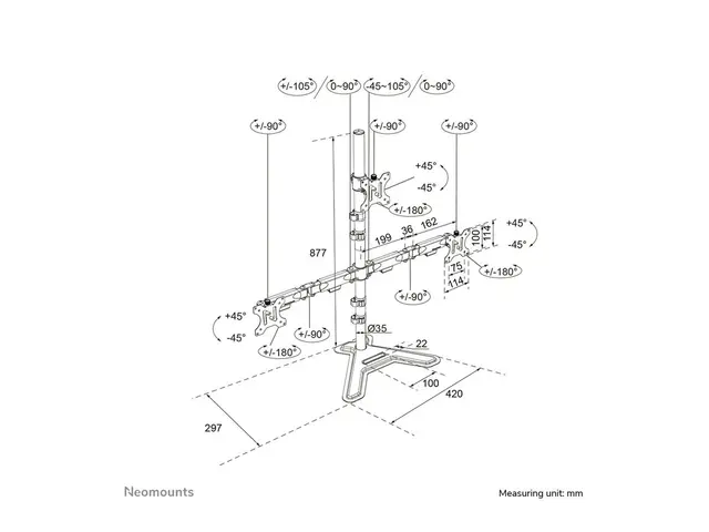Neomounts - Monteringssett (skjermarm, sokkel) - full bevegelse - ...