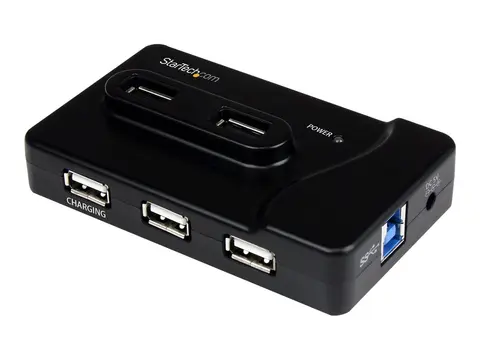 Startech 7 Port USB Hub - 2 x USB 3A, 4 x USB 2A, 1 x Dedicated Charging Port Multi Port Powered USB Hub with 20W Power Adapter (ST7320USBC) - hub - 6 porter