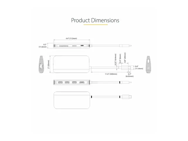 StarTech.com USB C Multiport Adapter, 4K 60Hz HDMI Video, 3 Pt 5Gb...