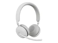 Logitech Zone Wireless 2 - Hodesett on-ear - Bluetooth - trådløs - aktiv støydemping - USB-C via Bluetooth-adapter - elfenbenshvit - Certified for Microsoft Teams
