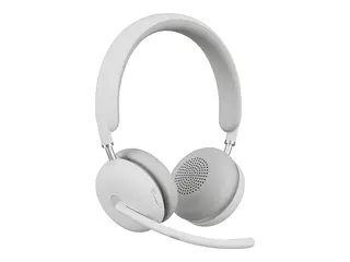 Logitech Zone Wireless 2 - Hodesett - on-ear Bluetooth - trådløs - aktiv støydemping - USB-C via Bluetooth-adapter - elfenbenshvit - Certified for Microsoft Teams