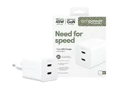 empower by PanzerGlass - Strømadapter - 45 watt Power Delivery 3.1 - 2 utgangskontakter (USB-C) - sølvhvit