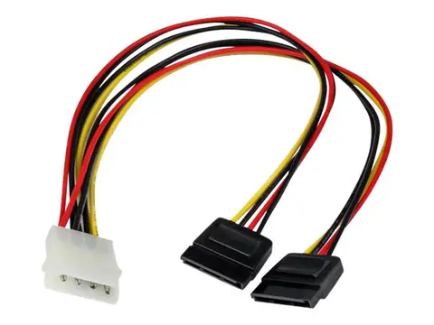 StarTech.com 12in LP4 to 2x SATA Power Y Cable Adapter Molex to to Dual SATA Power Adapter Splitter - str&#248;madapter - 4-pin intern str&#248;m til SATA-str&#248;m