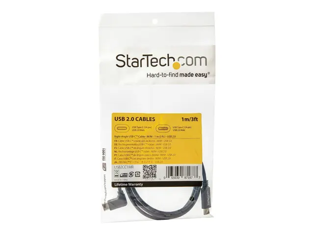 StarTech.com Right Angle USB-C Cable - 1m / 3 ft - Reversible - M/...